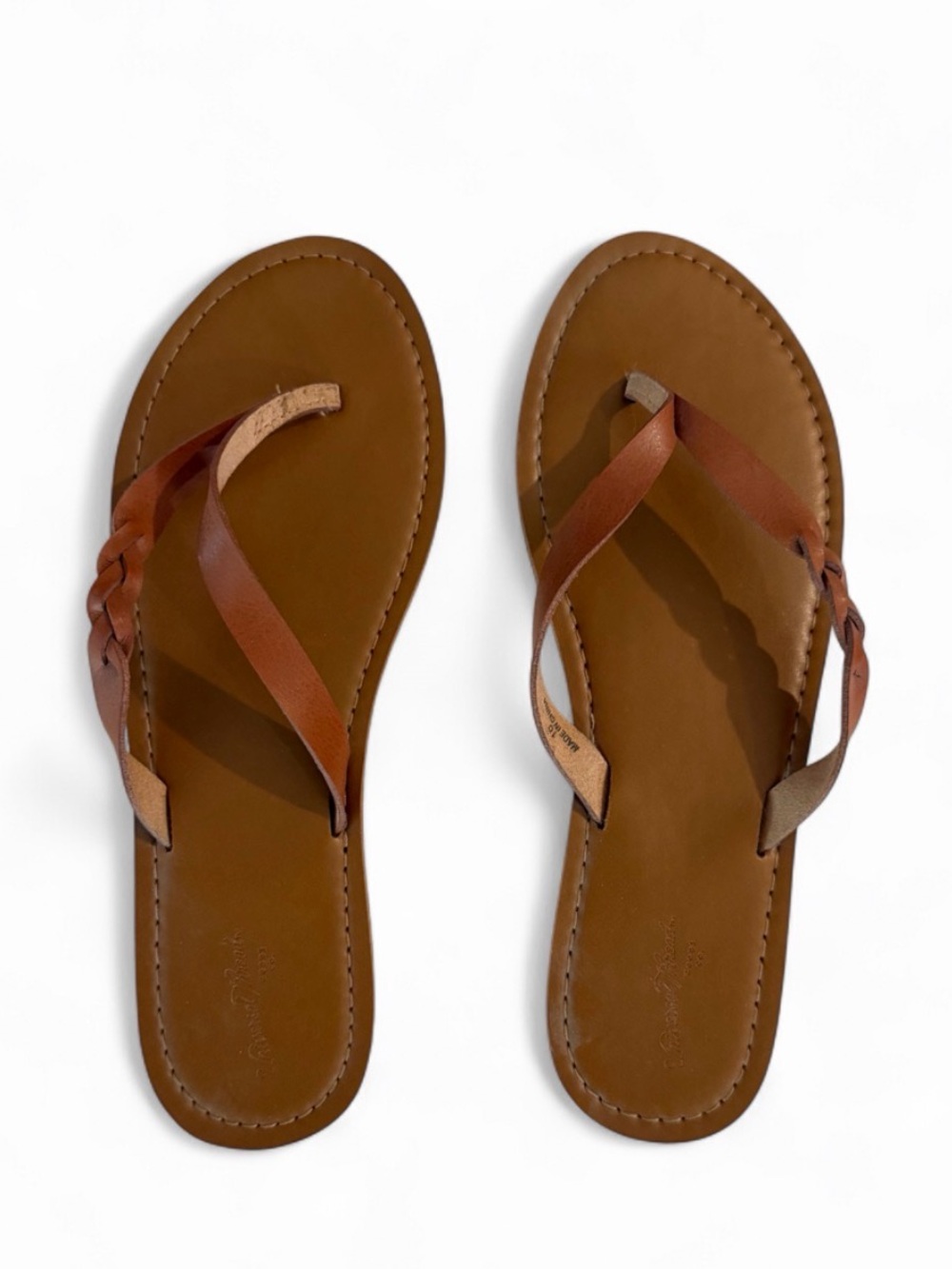 Universal Thread Women's Brown Faux Leather Braided Thong Sandals